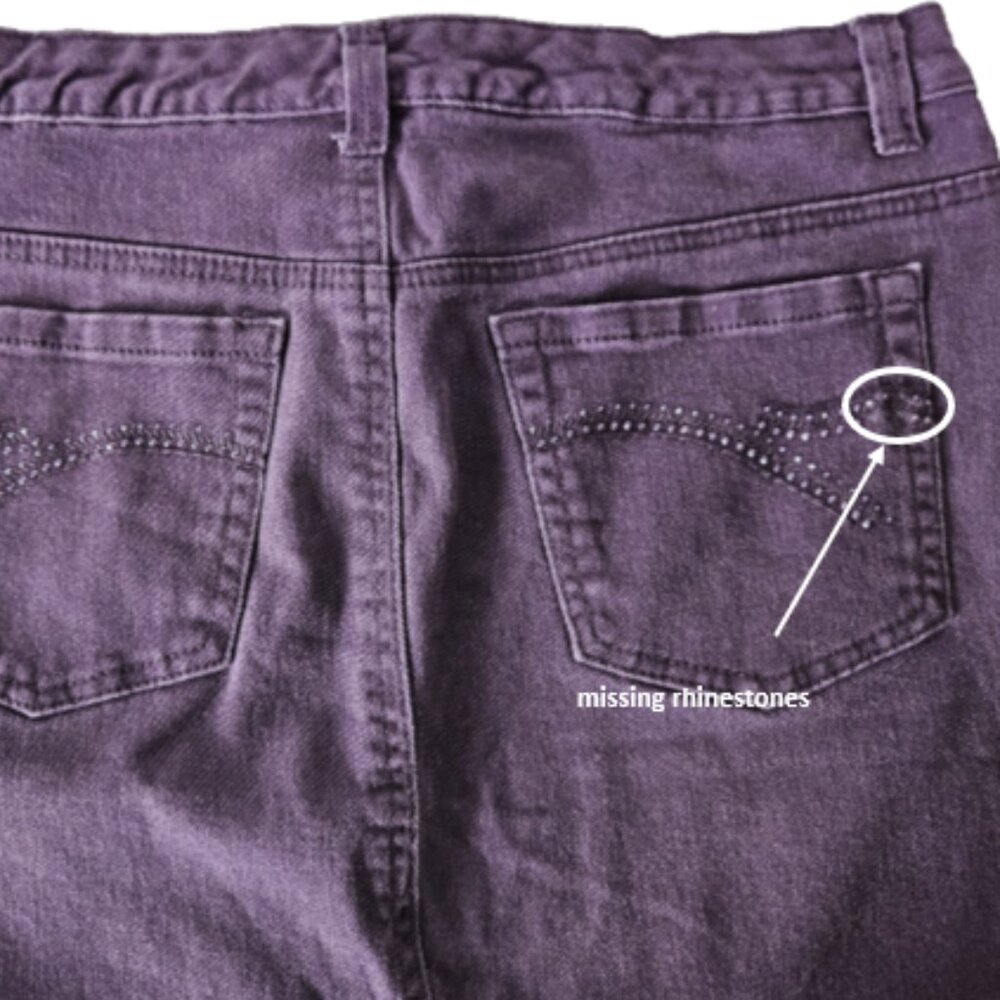 Gloria Vanderbilt Amanda Purple Denim Skirt with Rhinestone Back Pockets - Picture 6 of 10